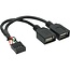 Pin Header adapter USB2.0 (v) - 2x USB-A (v) - 0,15 meter