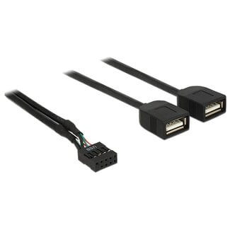 DeLOCK Pin Header adapter USB2.0 (v) - 2x USB-A (v) - 0,40 meter