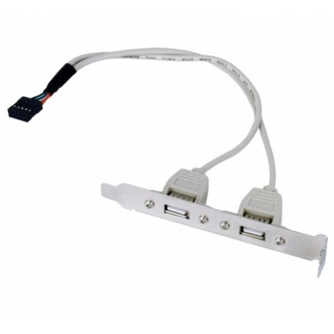 Pin Header bracket USB2.0 (v) - 2x USB-A (v) - 0,25 meter