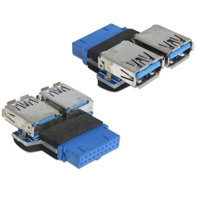 Pin Header adapter USB3.0 (v) - 2x USB-A (v)