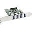 InLine PCIe kaart - 4x USB3.0 met SATA-voeding