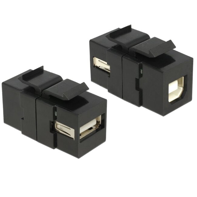 Keystone USB2.0 - USB-A - USB-B module zwart