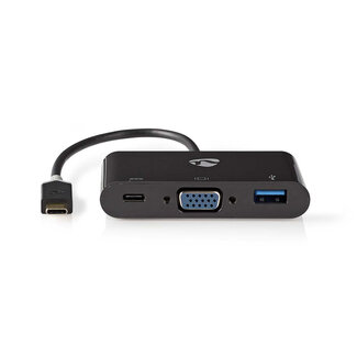 Nedis Nedis USB-C naar VGA, USB-A en USB-C PD adapter met DP Alt Mode (1920 x 1200) / zwart - 0,15 meter