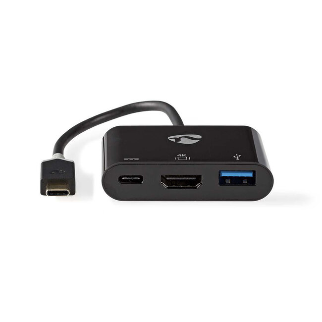 Nedis USB-C naar HDMI 4K 30Hz, USB-A en USB-C PD 60W adapter / zwart - 0,15 meter
