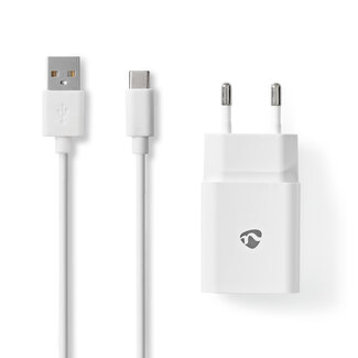 Nedis Nedis USB-A thuislader met 1 poort en losse USB-C kabel - 2,4A / wit - 1 meter