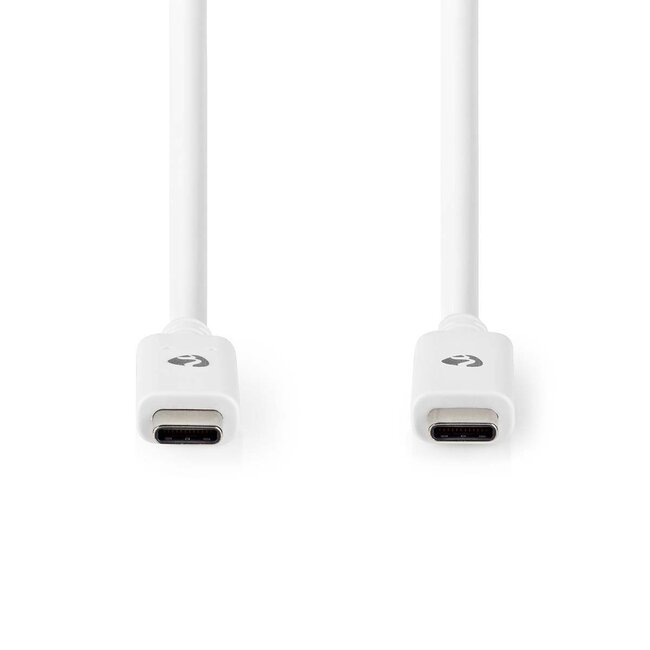 Nedis USB-C naar USB-C kabel met E-Marker chip - USB3.2 (tot 10 Gbit/s) - PD tot 20V/5A - video tot 4K 60Hz / wit - 1 meter