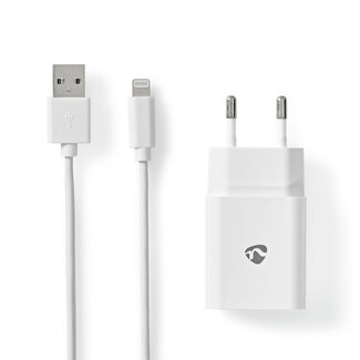 Nedis Nedis USB-A thuislader met 1 poort en losse 8-pins Lightning - USB kabel - 2,4A / wit - 1 meter