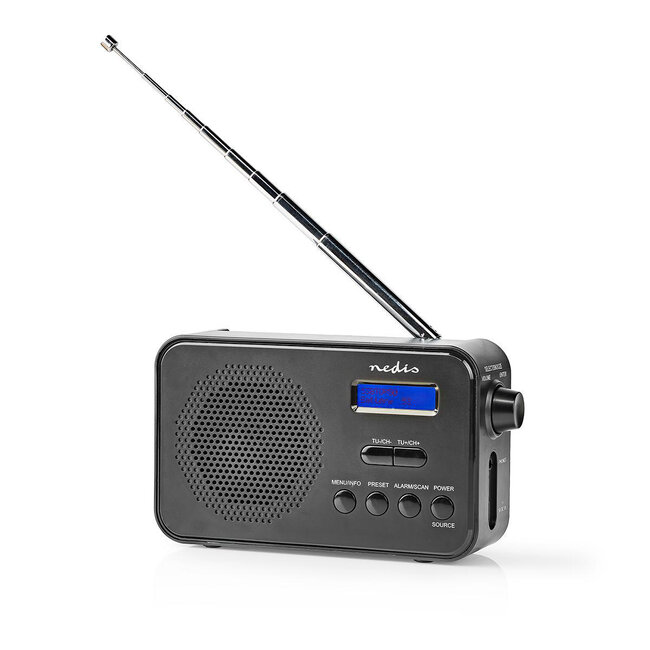 Nedis portable DAB+ radio met klok en wekker 3,6W / zwart