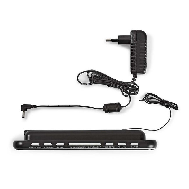 Nedis digitale wekkerradio met AM/FM-radio, AUX-ingang en USB lader / zwart