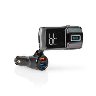 Nedis Nedis Bluetooth FM Transmitter met AUX, Micro SD, carkit en USB lader met 2 poorten - Quick Charge 3.0 / zwart