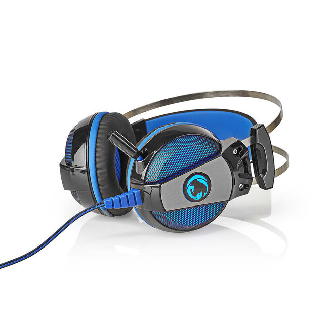 Nedis Gaming WRADRIN stereo over-ear headset met 7.1 virtual surround sound - USB-A / zwart/blauw