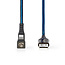 Nedis Gaming ZYOQUO 8-pins Lightning 180° haaks naar USB-A kabel - USB2.0 - tot 3A / blauw - 1 meter