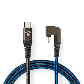 Nedis Nedis Gaming ZYOQUO 8-pins Lightning 180° haaks naar USB-C kabel - USB2.0 - tot 20V/3A / blauw - 1 meter