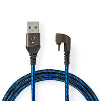 Nedis Nedis Gaming ZYOQUO USB-C 180° haaks naar USB-A snellaadkabel - USB2.0 - tot 3A / blauw - 1 meter