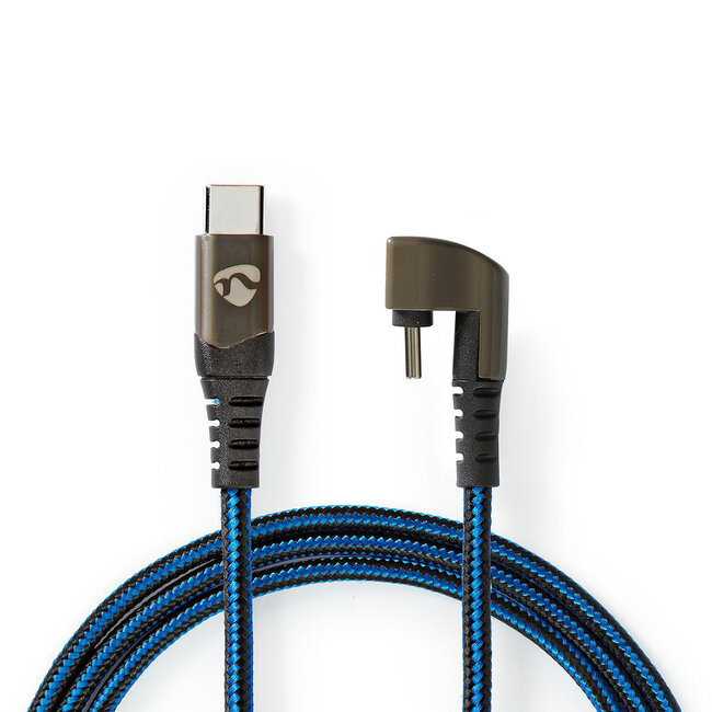 Nedis Gaming USB-C 180° haaks naar USB-C kabel - USB2.0 - tot 20V/3A / blauw - 1 meter