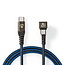 Nedis Gaming USB-C 180° haaks naar USB-C kabel - USB2.0 - tot 20V/3A / blauw - 1 meter