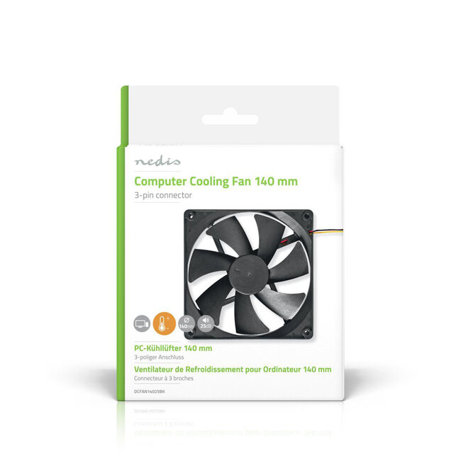 Nedis ventilator (case fan) voor in de PC met hydrolager - 140 x 140 x 25 mm