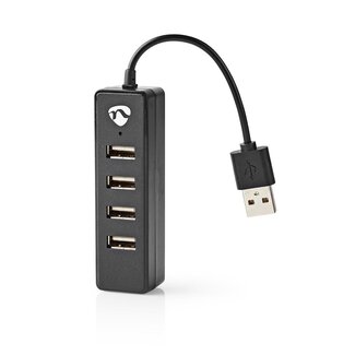 Nedis Nedis USB hub met 4 poorten - USB2.0 - busgevoed / zwart - 0,10 meter