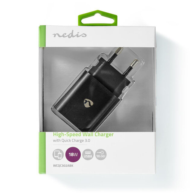 Nedis USB thuislader met 1 poort - Quick Charge 3.0 - 3A / zwart