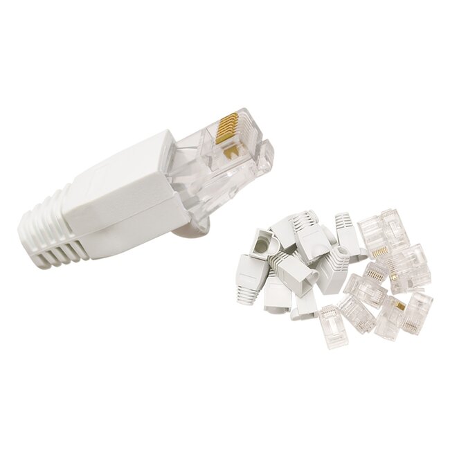 Hirschmann CAT6 RJ45+T/10 SHOP krimp connectoren (UTP) voor netwerkkabel (vast) - 10 stuks (incl. huls)