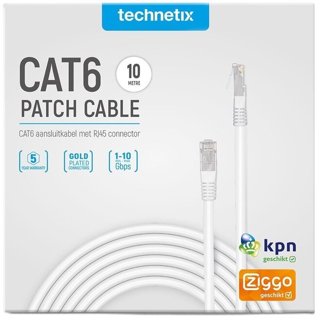 Technetix U/UTP CAT6 Gigabit netwerkkabel / wit - 10 meter