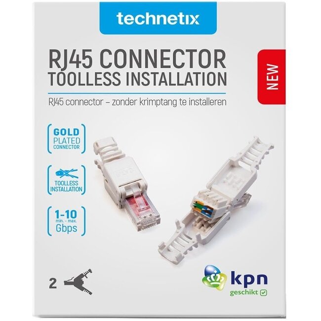 Technetix RJ45-DIY-SHOP toolless connectoren voor U/UTP CAT6 netwerkkabel - 2 stuks