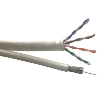 Technetix Technetix CAT6 UTP / COAX-18 4G/LTE proof combinatiekabel op rol voor binnen / wit - 20 meter