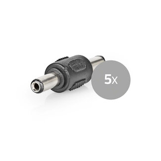 Nedis Nedis DC plug (m) - DC plug (m) koppelstuk - 5,5mm x 2,1mm / zwart - 5 stuks