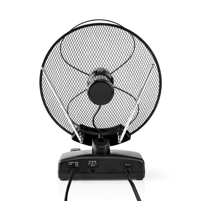 Nedis FM/UHF/VHF DVB-T/T2 DAB+ HDTV antenne voor binnen - actief - 36 dB - LTE700 filter / zwart - 1,6 meter