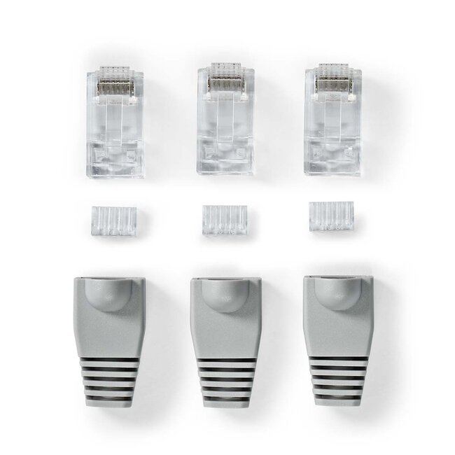 Nedis RJ45 krimp connectoren (UTP) voor CAT6 netwerkkabel (vast) - 10 stuks (3-delig)