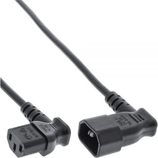 DINIC C13 (haaks/rechts) - C14 (haaks/links) stroomkabel voor UPS/PDU - 3x 0,75mm / zwart - 0,30 meter