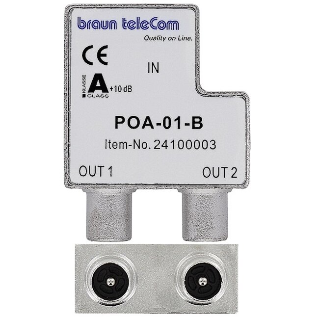 Braun Telecom TV splitter POA 1-B met 2 uitgangen - 4 dB / 5-2000 MHz (Horizon Box)