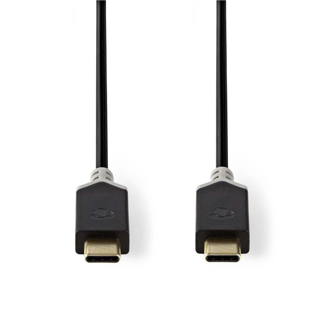 Nedis USB-C naar USB-C kabel met E-Marker chip - USB3.2 (tot 20 Gbit/s) - PD tot 20V/5A - video tot 4K 60Hz / zwart - 1 meter