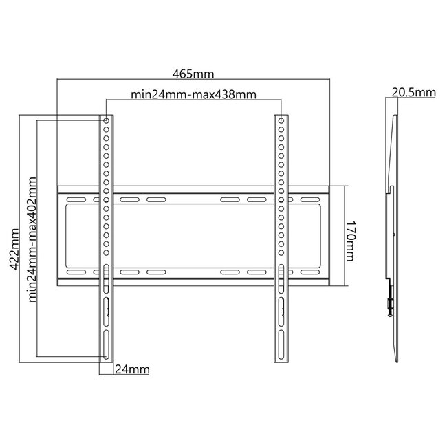 Goobay Basic series Fixed M muurbeugel voor schermen tot 55 inch / vast