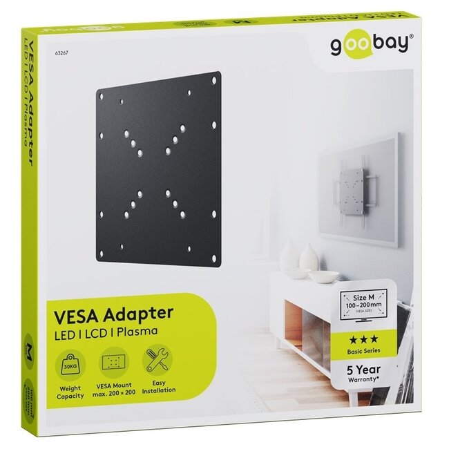 Goobay VESA-adapter VESA 50, 75 en 100 (beugel) naar VESA 200/100 en 200 (scherm) / zwart
