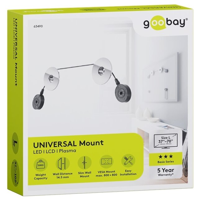 Goobay Universal Fixed L muurbeugel voor schermen tot 70 inch / vast