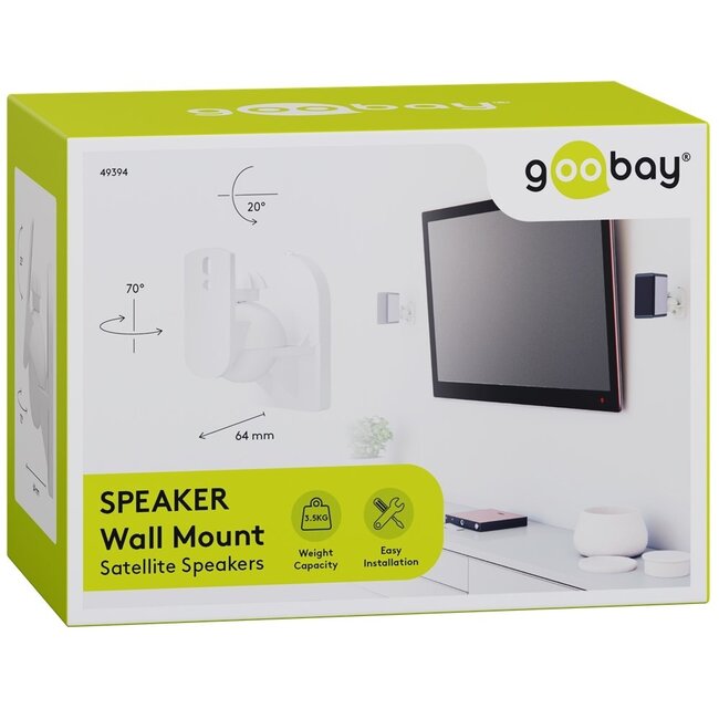 Goobay luidspreker muurbeugel set voor kleine luidsprekers - tot 3,5 kg / wit