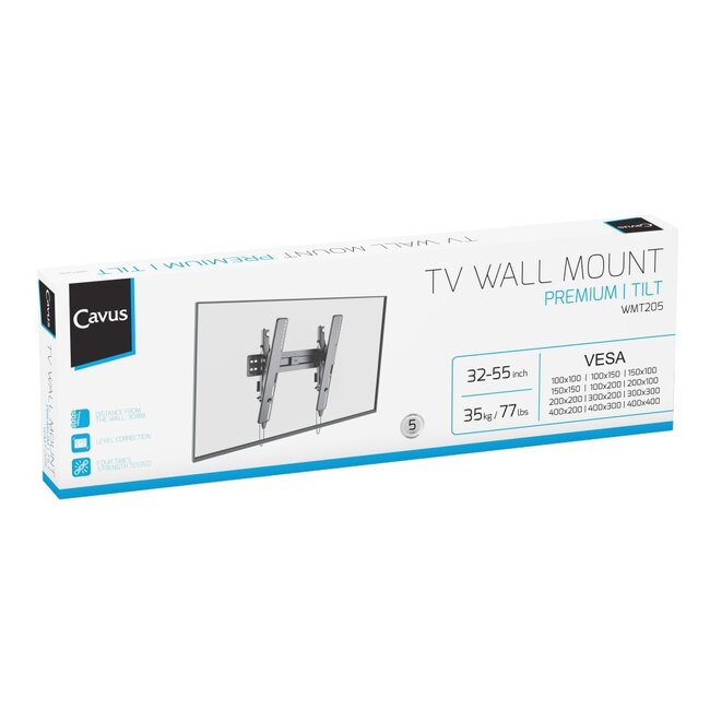 Cavus Premium Tilt muurbeugel voor schermen tot 55 inch / kantelbaar