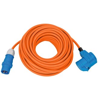 Brennenstuhl Camping stroom kabel CEE 3-pins (m) - CEE 3-pins (v) + Schuko CEE 7/3 (v) - 3x 2,50mm / oranje - 25 meter