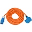 Camping stroom kabel CEE 3-pins (m) - CEE 3-pins (v) + Schuko CEE 7/3 (v) - 3x 2,50mm / oranje - 25 meter