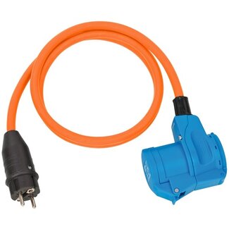 Brennenstuhl Camping stroom kabel Schuko CEE 7/7 (m) - CEE 3-pins (v) + CEE 7/3 (v) - 3x 2,50mm / oranje - 1,5 meter