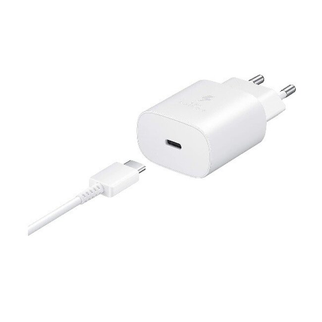 Samsung USB-C thuislader met 1 poort en losse USB-C kabel - Super Fast Charging / PD3.0 - 3A/25W / wit