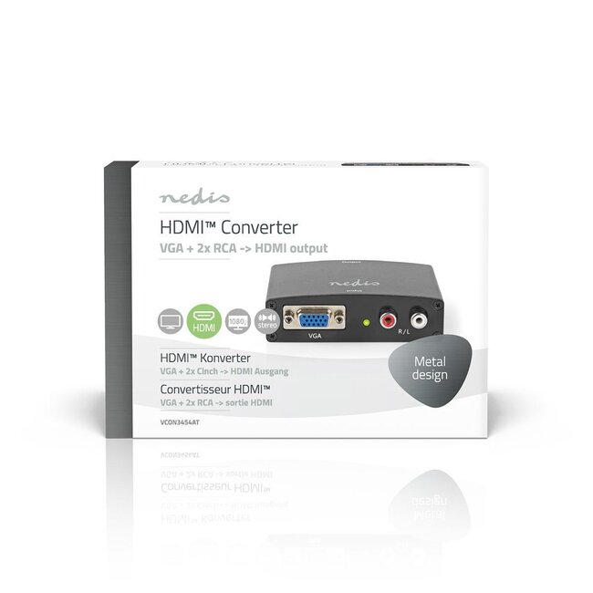 Nedis VGA + Tulp 2RCA naar HDMI converter met HDCP / zwart