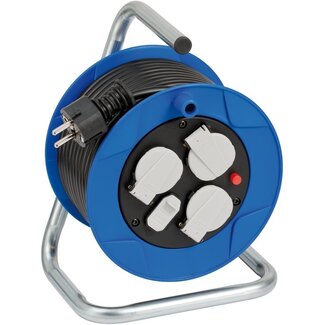 Brennenstuhl Brennenstuhl Garant compacte kabelhaspel met 3 contacten en 2x USB / blauw/zwart - 15 meter