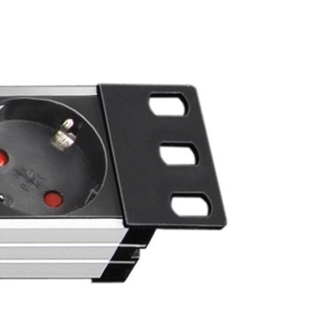 Brennenstuhl Alu-Line 19'' stekkerdoos - CEE 7/7 - 9x CEE 7/3 - zonder schakelaar / zwart - 2 meter