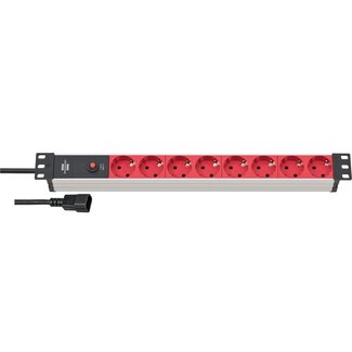 Brennenstuhl Brennenstuhl 19'' Alu-Line stekkerdoos - IEC C14 - 8x CEE 7/3 / zwart/rood - 2 meter