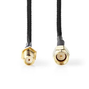 SMA (m) - SMA (v) verlengkabel - RG178 - 50 Ohm / zwart - 0,50 meter