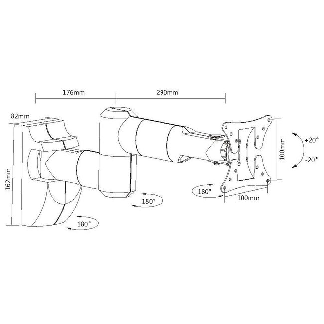 My Wall muurbeugel voor schermen tot 30 inch / full motion (3 draaipunten) / zwart