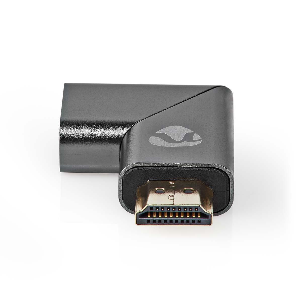 Nedis HDMI™-Adapter | HDMI™ Connector / HDMI™ Male | HDMI™ Female / HDMI™ Output | Verguld | Links Gehoekt | Aluminium | Grijs | 1 Stuks | Cover Window Box