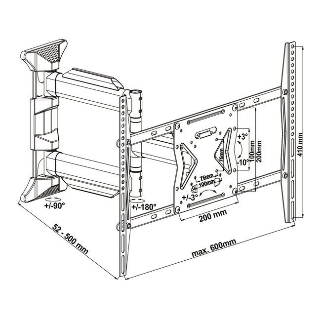My Wall muurbeugel voor schermen tot 60 inch / full motion (3 draaipunten)